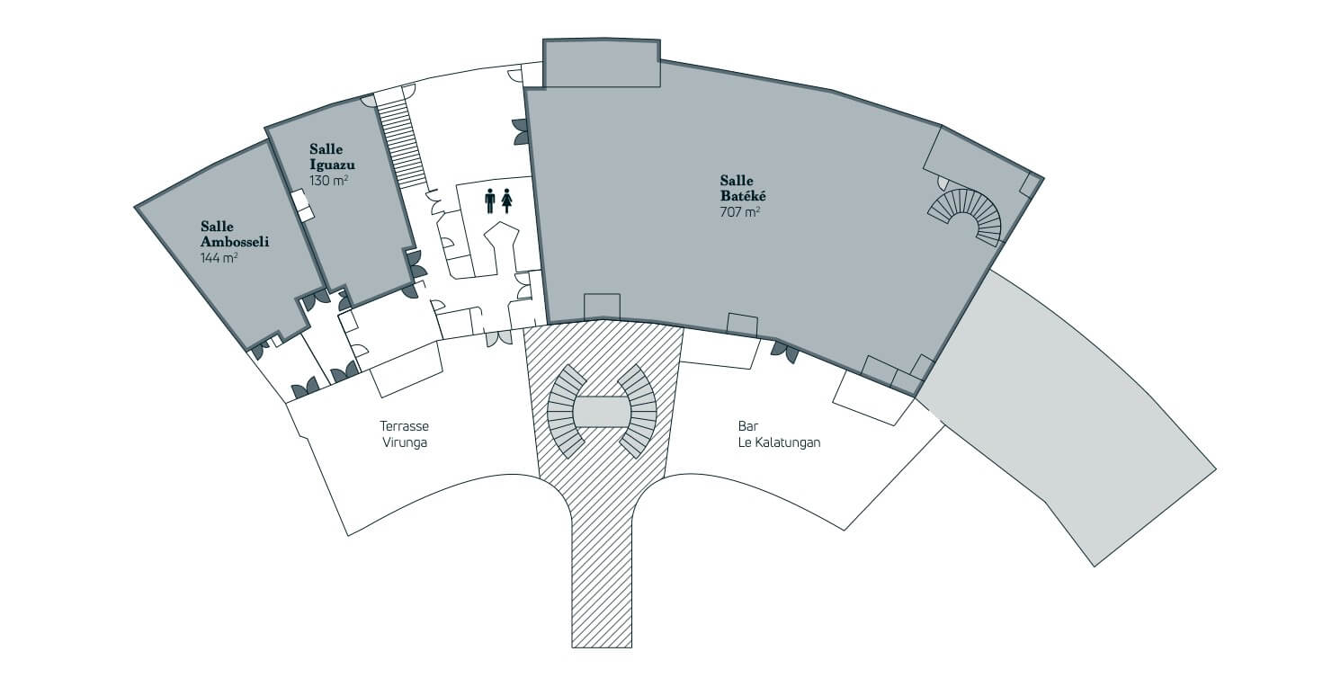 Plan des salles de séminaires du Dôme Équatorial